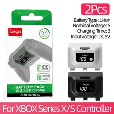 Xbox 시리즈 S 컨트롤러용 디지털 디스플레이 교체 배터리가 포함된 무선 Gad 충전식 1400mAh, 01 White Black, 01 CHINA