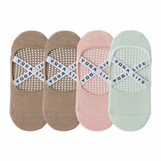 NicoFun 愛定做 4雙 夏薄款 交叉彈力帶止滑瑜珈襪 防滑襪 室內襪 皮拉提斯襪 樂福鞋襪 女襪