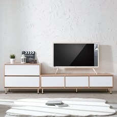 벨리카가구 샤크 북유럽 모던 TV다이 선반 거실장 2400, 샤크 거실장 세트_오크화이트