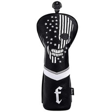 Caiobob mytag Golf 스컬 스켈레톤 헤드 커버 골프 클럽 블랙 가죽 헤드커버 세트 드라이버 페어웨이 우드 하이브리드 (페어웨이 1개)_158835, 페어웨이 커버 1개, 1개