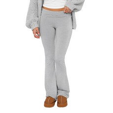 Goafuliy 플레어 레깅스 로우 라이즈 부츠컷 와이드 레그 폴드오버 요가 팬츠 라운지 Y2k 벨 하의 레깅스 여성용 연회색., Small, 연회색