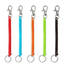 ECLATIS MINI 미니 SKATER 스케이터 5가지 색상 나선형 접이식 스프링 코일 키체인 도난 방지 분실 스트레치 코드 안전 키 링 금속 랍스터 걸쇠 포함 열쇠 지갑, ECLATIS MINI 미니 SKATER 스케이터 5가
