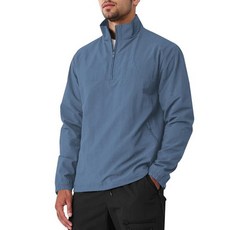 MorwenVeo 남성용 캐주얼 쿼터 지퍼 풀오버 경량 골프 트랙 재킷 세련된 윈드브레이커 야외 및 여행용 미스티 블루 XXL