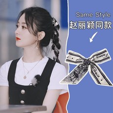 台出超仙飄帶扎馬尾絲巾發帶女夏綁發頭巾2023年新款法式絲帶頭繩頭飾