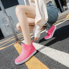 라움샵 숏레인부츠 여자레인부츠 여자 장화 방수 신발 장마 대비 레인 부츠 핑크 고무