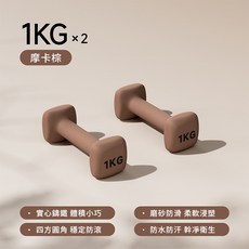 方形鑄鐵啞鈴 2KG × 2 實心小巧 磨砂防滑, 1個, SST啞鈴丨入門訓練-1KG*2丨摩卡棕