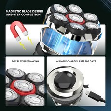 ORDLE 남성용 면도기 방수 전동 IPX7 디스플레이 LED 2026 BALD TYPE, 1