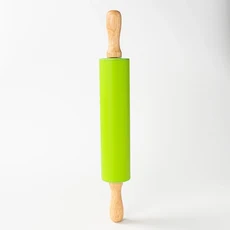 나무 손잡이가있는 붙지 않는 실리콘 롤링 핀 과자 반죽 밀가루 요리 베이커 도구 편안한 DIY 주방 가제, 01 30x4.5cm, 01 Green