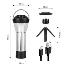 BATOT 5 세트 3000mAh 캠핑 랜턴 가지 조명 모드 Led 손전등 비상 램프 목표 제로 플랫 교체, 04 Silvery lamp