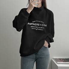 마이쏭 여성 빅사이즈 기모맨투맨 도톰 기모 반목티 크리미오버핏폴라맨투맨(기모)