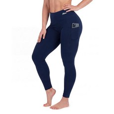 Nirlon 주머니가 있는 여성용 레깅스 하이 웨이스트 운동 요가 팬츠 헤더 그레이.