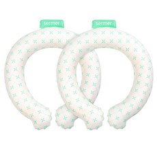 SERMER 32두께 대용량 18도 아이스 여름용 넥쿨러, 그린 네모 패턴, 2개