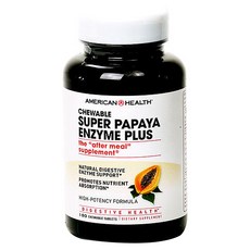 AMERICAN HEALTH 超級木瓜酵素咀嚼錠Plus 無麩質 無糖, 180顆, 1罐