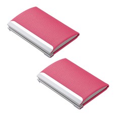 오마이남친 모던 가죽 명함 지갑 케이스, 2개 세트, 핑크