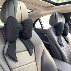 버닝오스 차량용 목쿠션 리본 자동차 목베개, 1개, 블랙