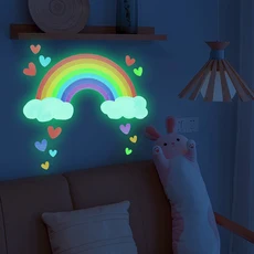 어린이 벽 성장 차트 거울 눈금자 측정 스티커 방, 04 Luminous Rainbow