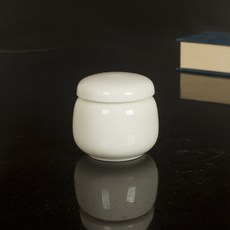 密封儲存小瓷罐 適用於茶葉、蜂蜜、藥膏、面霜, 1個, 小平頭純白