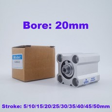 SMC 타입 CQ2B/CDQ2B 보어 20mm 스트로크 5/10/15/20/25/30/35/40/45/50mm 복동 단일로드 소형 공압 실린더, 01 female thread, 01 female thread