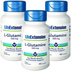 라이프익스텐션 L-글루타민 500mg 캡슐, 3개, 100개입, 100정