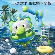 新款大容量兒童水槍背包玩具 夏季沙灘噴水, 1套, 一隻 盒裝 果凍象揹包抽拉水槍1400ML超大容量