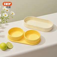 愛咔威ikv兒童餐盤硅膠寶寶輔食碗吸盤分格一體式外出嬰兒食品級, 3格硅膠餐盤【淺黃】便攜, 1個