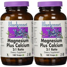 Bluebonnet 鎂鈣植物膠囊 無糖 無麩質, 180顆, 2罐