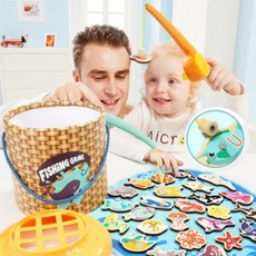 원목 자석낚시놀이 낚시놀이장난감 유아낚시놀이, 블루, 오렌지, 혼합