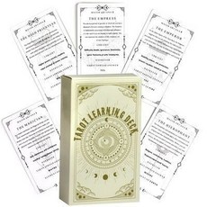 女巫卡塔牌屋 10.3X6cm文字學習塔羅牌 桌遊 卡牌遊戲 英文桌遊 占卜Tarot Learning Deck塔, 1個, 文字學習塔羅牌