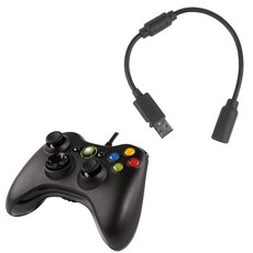 XBOX 360 엑스박스 유선 컨트롤러 패드 동글 USB 컨버터 어댑터 PC 케이블, 1개, 블랙, XBOX 360 컨트롤러 USB 컨버터 케이블