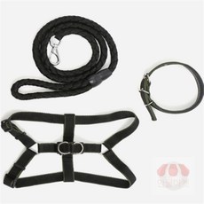 [만물스토어] 대형견 목줄 하네스 리드줄 세트 XS 블랙