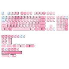 YUNZII 140 Keys MOA Keycaps Dye-Sublimation PBT Custom Keycap Set for MOA Profile Cute Rainbow C, 핑크