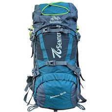 Senterlan鑫特萊 登山背包 55L 網架背負 腰帶減壓 防雨罩 水袋背包 運動背包 旅遊背包 後背包, 湖藍, 湖藍