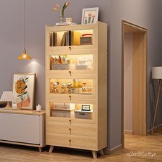 實木書櫃家用落地帶門收納櫃大容量防塵置物櫃簡易多層書架子, 五層80帶抽屜