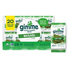 김미 유기농 구운 김 시트 - 와사비 - 20개입 - 케토 Gimme Seaweed Organic Premium Roasted Seaweed Snacks Wasabi 20 C, N/A, 1개