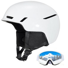 VCOROS 스키 고글 포함 스키 헬멧 DXH-816 스노보드 헬멧 남성 여성 스노우 스포츠 스키 스케이트 스노우보드용(매트 블랙 스몰), S, 유광 화이트 스키 고글