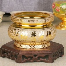 金沙陶瓷香爐 祖先爐 公媽爐 神明爐 供佛香爐 佛具用品 插香, 1個, 一面佛光普照 一面有求必應,5英吋