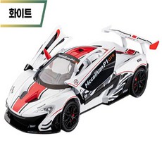 실제 자동차 소리 맥라렌 P1 GTR 1:22 다이캐스트 합금 장난감 전후방 라이트 점등 정교한 엔진룸 묘사, 1개, 화이트