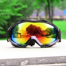 柱麵成人滑雪護目鏡，雙層防霧防風雪地眼鏡，臺灣出貨，滑雪裝備可開發票, 黑框（紅片）, 1個