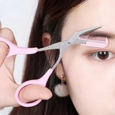셀프 눈썹 정리 가위 빗달린 눈썹가위, 1개, 핑크