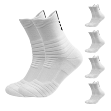 크로스몰 스포츠양말 이중쿠션 도톰 중목 운동용 5켤레 세트, 화이트, 1세트