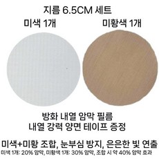 다운라이트 눈부심 차단 필름 고온 내열 방염 차광 스티커 평판등 천장등 눈보호 조명커버, 미색+미황색 각1매 지름6.5CM내열양면테이프