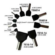 100 구리 엔드 절연 러그 전기 압착 5MM 트윈 코드 유형 2X 케이블 TE2508 페룰 터미널 16MM, TE4012 AWG 2x12, Bla