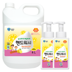 버블윅 핸드워시 레몬향 4L + 500ml 공병 2개 대용량 거품형 손세정제, 1개