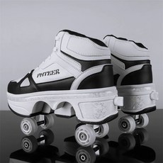 휠리스 롤러슈즈 힐리스 바퀴달린 바퀴신발 성인용 히든, 1개, 4륜 1207 블랙 화이트