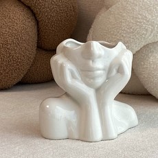 세라믹 무드 여인 얼굴 화병 꽃병 오브제, 꽃받침 여인(대)