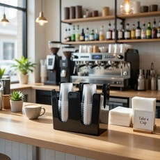 팩토리얼 카페 컵홀더 디스펜서 테이크아웃 업소용 일회용컵 컵보관함, 블랙, 1개