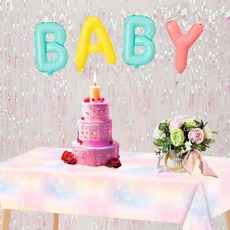 파스텔 레인보우 식탁보 결혼식 연회용 일회용, 기본, 1개