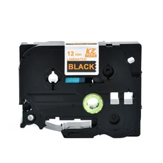 CIDY tz-231 라미네이트 tz p-터치 프린터용 블랙 온 화이트 라벨 테이프 PT-E500W 12mm, 01 12mm, 12 black on gold