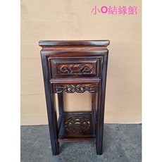 小o結緣館 雞翅木仿古單抽四方花台 擺飾桌 藝品架 32x32x68