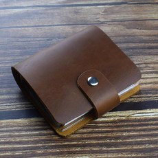 휴대용 루스 리프 주간 메모 계획 노트 정품 가죽 커버 버튼 여행 메모장, Brown